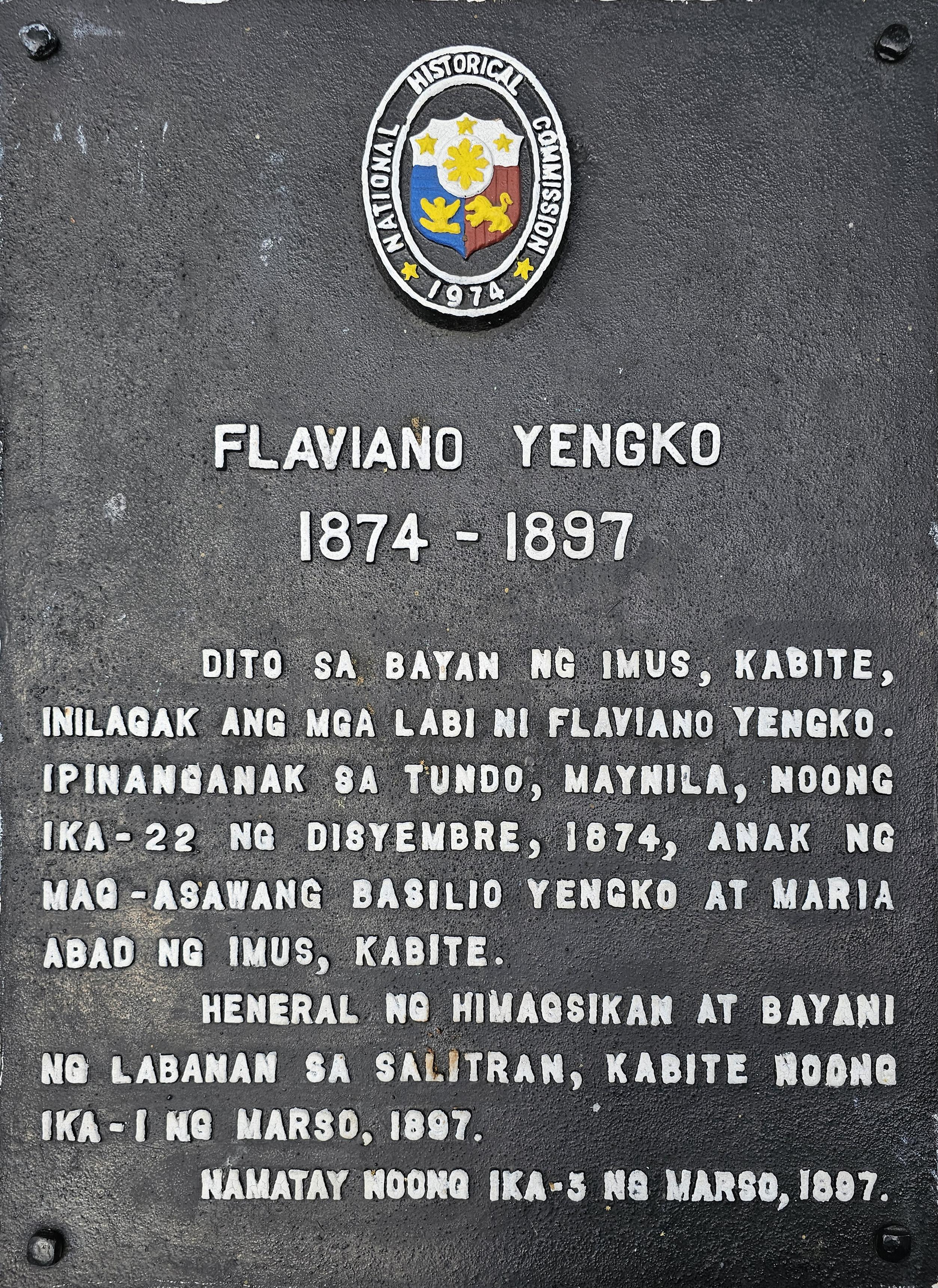 Gen. Flaviano Yengko Historical Marker