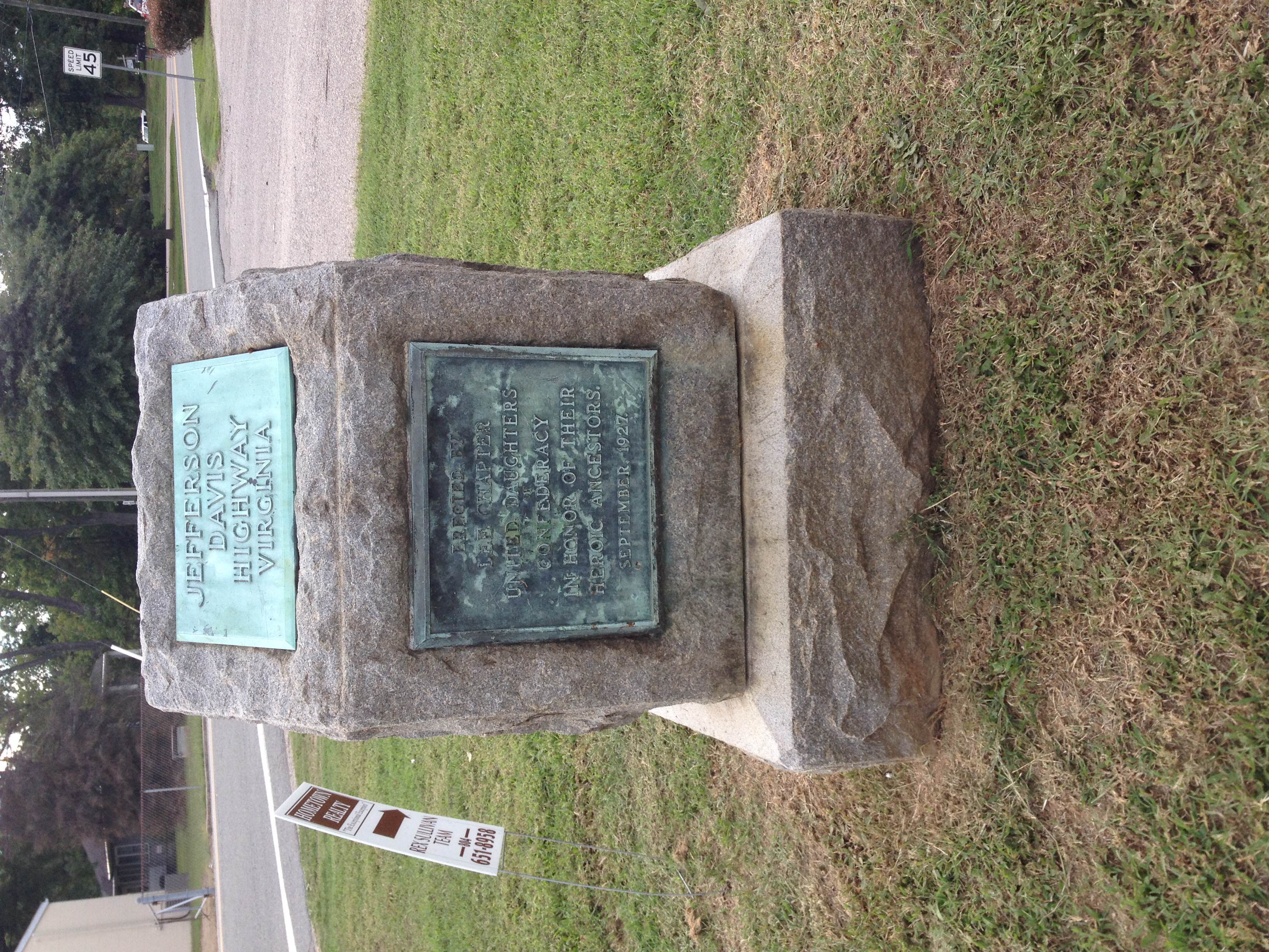 Ashland UDC Jefferson Davis Highway Marker