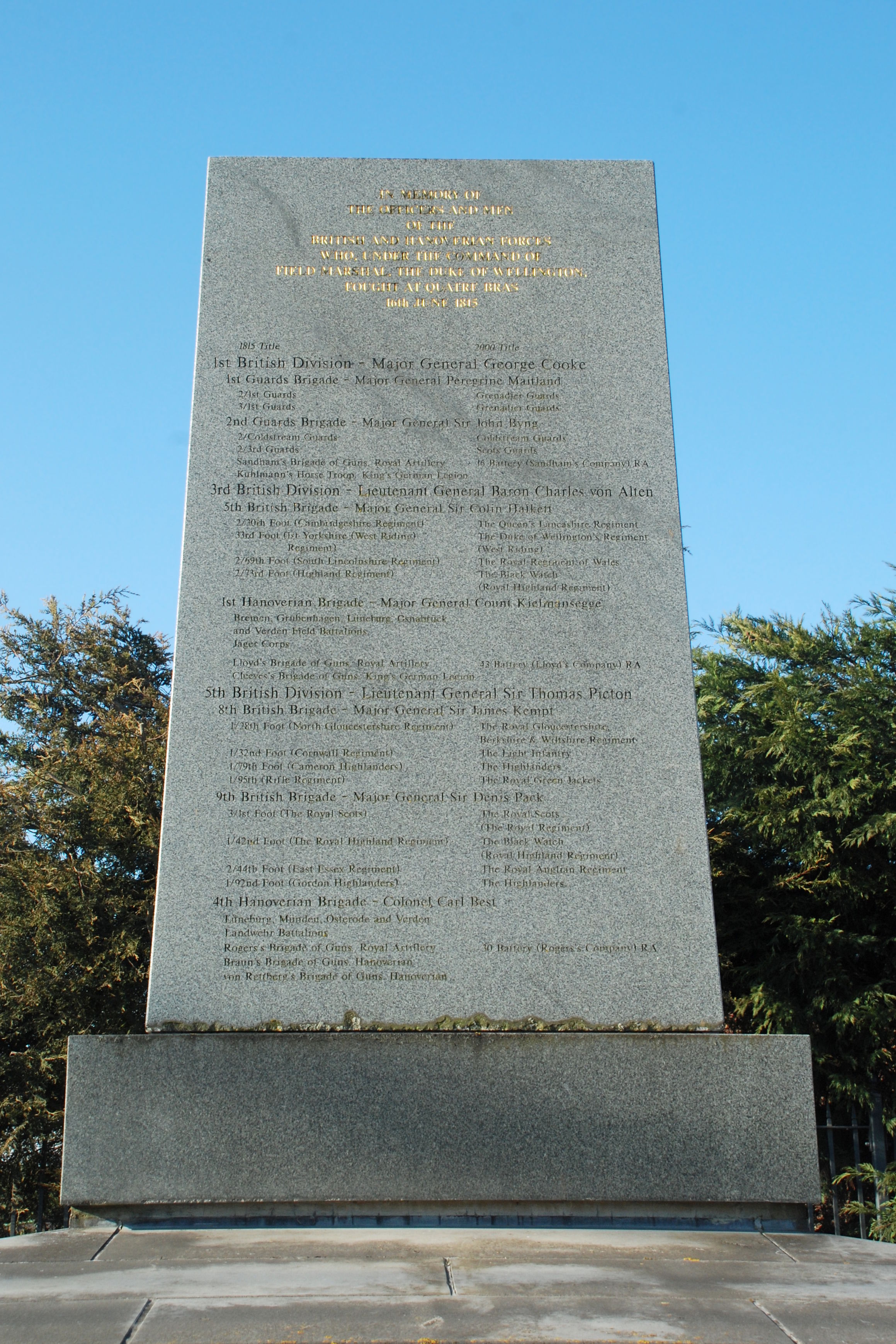 Monument aux troupes britanniques et hanovriennes